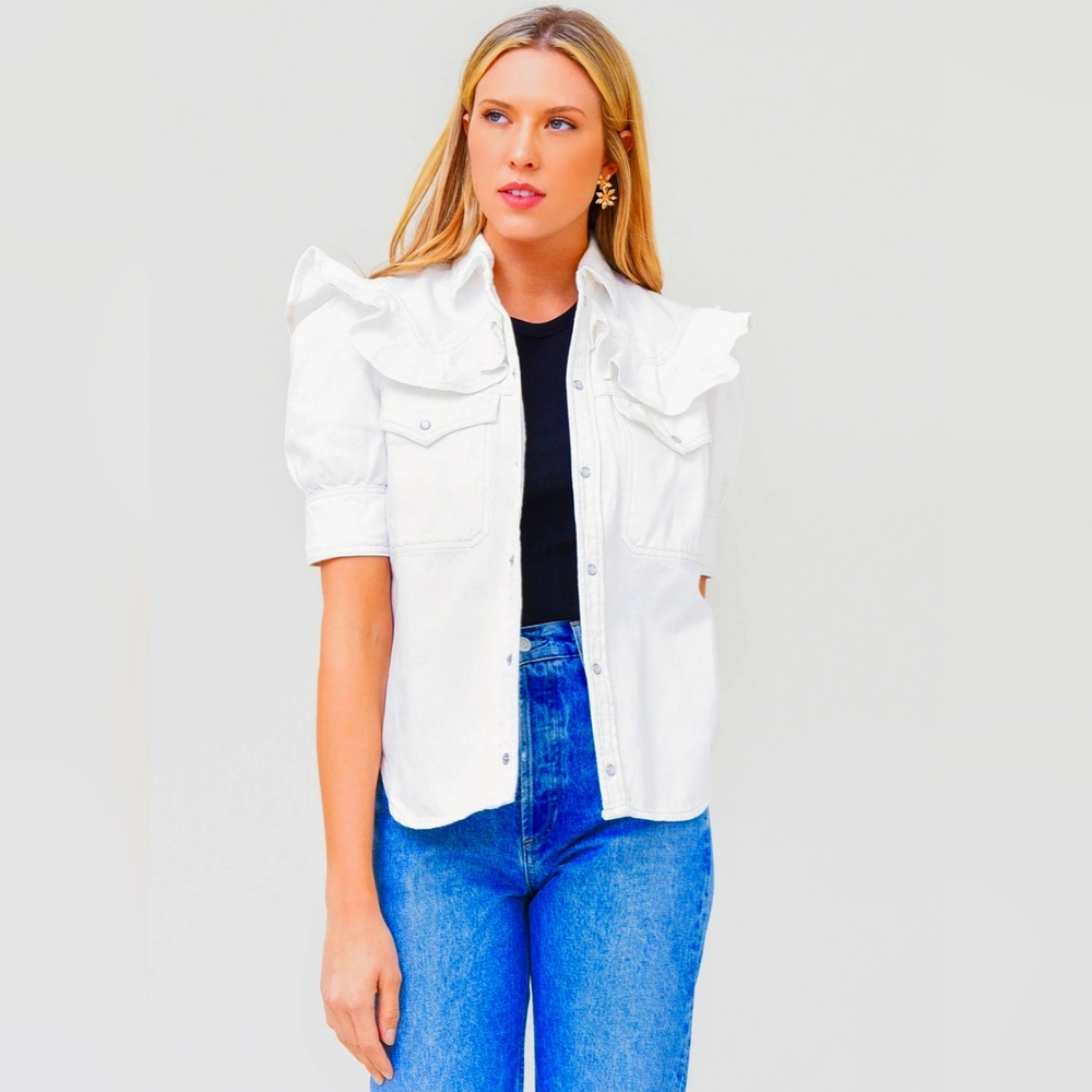 Zadig & Voltaire Toky Denim Button Down Blouse